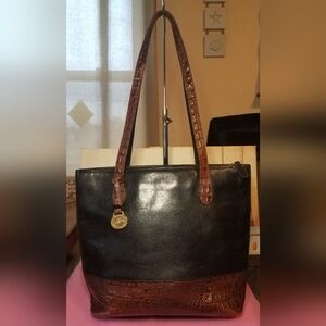 Brahmin Black Leather Tote Tuscan Pecan Melbourne Susana Collection